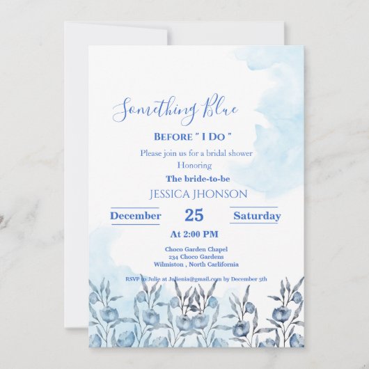 Iets blauw voordat ik vrijgezellenfeest doe kaart (Voorkant)