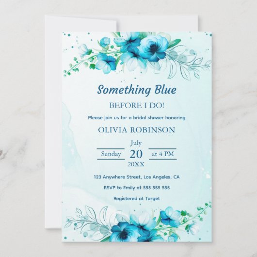 Iets blauw voordat ik Vrijgezellenfeest doe Kaart (Voorkant)