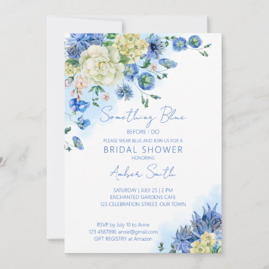 Iets blauw voordat ik vrijgezellenfeest floral doe kaart (Voorkant)