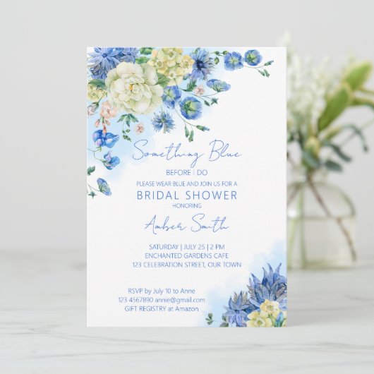 Iets blauw voordat ik vrijgezellenfeest floral doe kaart (Staand voorkant)