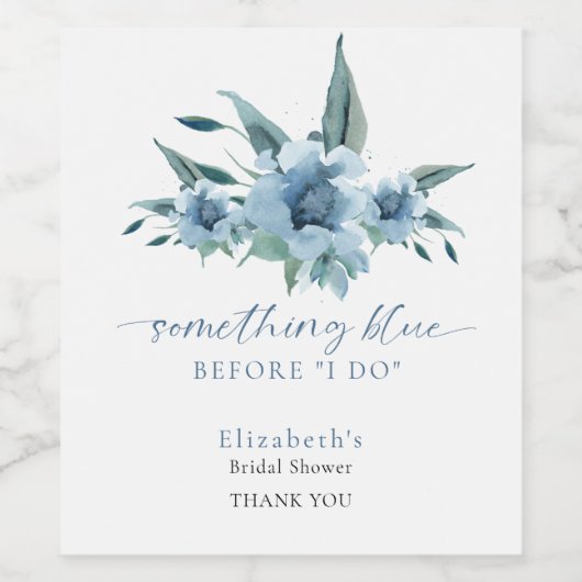 Iets blauw voordat ik Vrijgezellenfeest Floral doe Wijn Etiket (Enkel label)