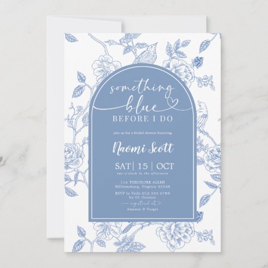 Iets blauw voordat ik Vrijgezellenfeest uitnodig Kaart (Voorkant)