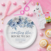 Iets blauw voordat we bloemenparen douchen papieren bordje (Feest)