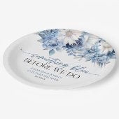 Iets blauw voordat we bloemenparen douchen papieren bordje (Gekanteld)