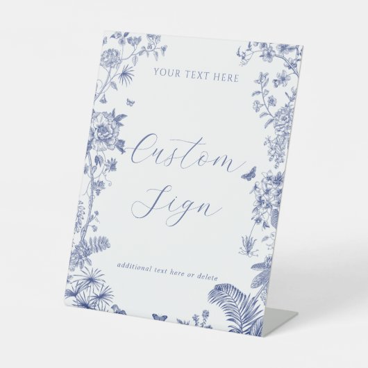 Iets blauw Vrijgezellenfeest aangepaste tekst teke Reclamebord Met Voetstuk (Voorkant)