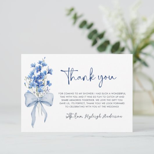 Iets blauw Vrijgezellenfeest | blauwe wilde bloem Bedankkaart (Staand voorkant)