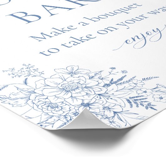 Iets blauw Vrijgezellenfeest Bloemenreep Poster (Hoek)