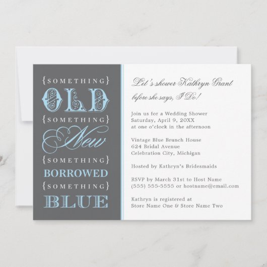  iets blauw Vrijgezellenfeest Kaart (Voorkant)