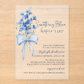 Iets blauw Vrijgezellenfeest | lint voor wilde blo Acryl Uitnodigingen (Voorkant)