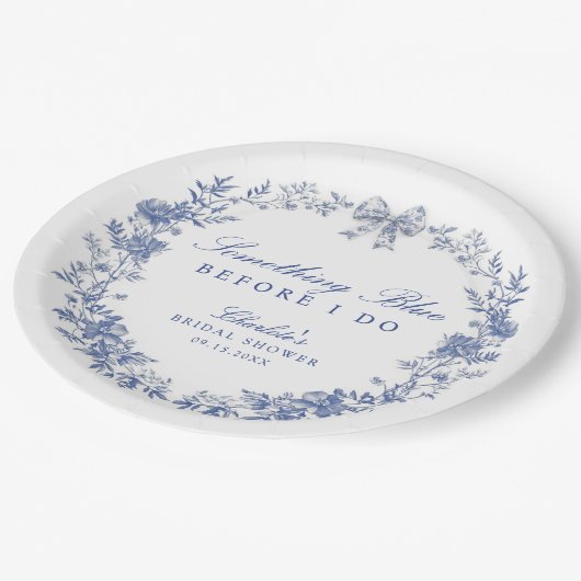 Iets blauw Vrijgezellenfeest Papieren Bordje (Gekanteld)