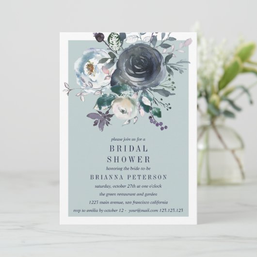 Iets blauw | Vrijgezellenfeest Peony Floral Kaart (Staand voorkant)