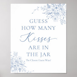Iets blauw Vrijgezellenfeest raad eens hoeveel kus Poster