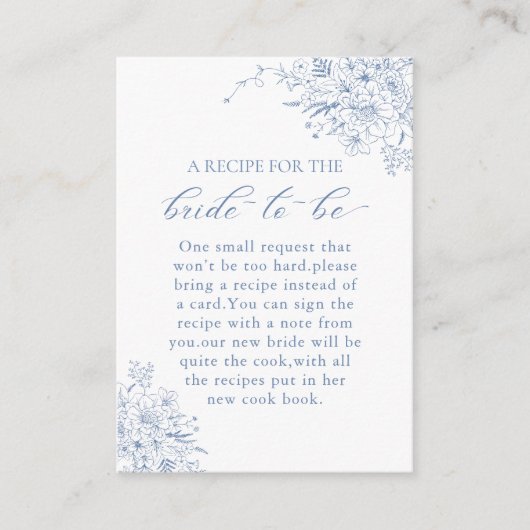 Iets blauw Vrijgezellenfeest Recept Aanvraag Informatiekaartje (Voorkant)