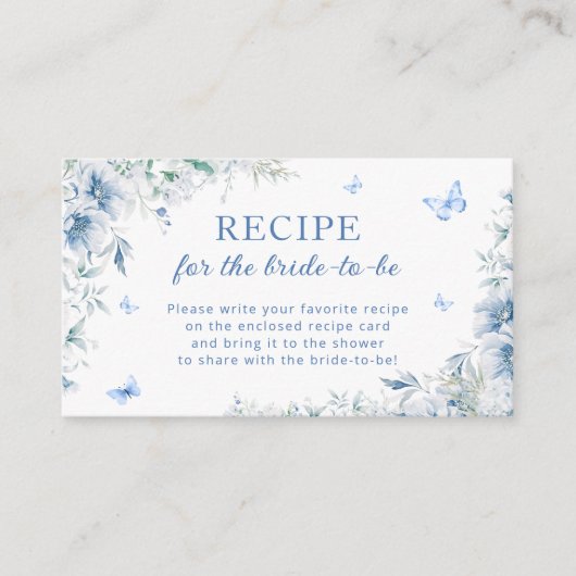 Iets blauw Vrijgezellenfeest Recept Aanvraag Informatiekaartje (Voorkant)