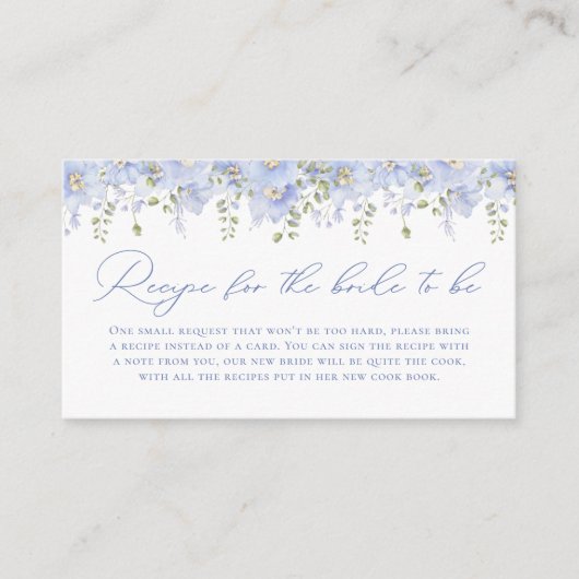 Iets blauw Vrijgezellenfeest recept voor bruid Informatiekaartje (Voorkant)