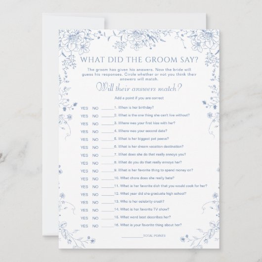 Iets blauw Vrijgezellenfeest wat zei hij Kaart (Voorkant)