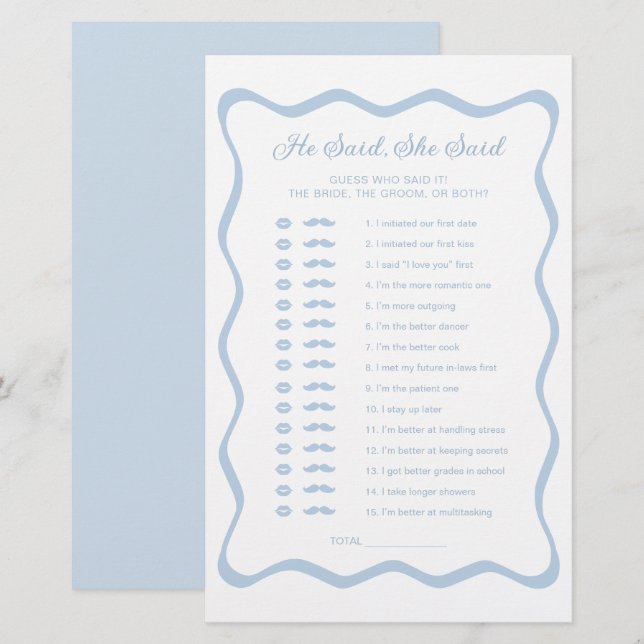 Iets blauw Vrijgezellenfeest, zei ze, spel (Voorkant / Achterkant)