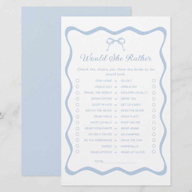 Iets blauw Vrijgezellenfeest zou ze liever spel (Voorkant / Achterkant)