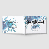 Iets blauw Waterverf bloemenbruiloft monogram Gastenboek (Volledig)