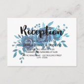 Iets blauw Waterverf bloemenbruiloft receptie Informatiekaartje (Voorkant)