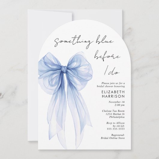 Iets blauw Waterverf boog boog Vrijgezellenfeest Kaart (Voorkant)