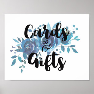 Iets blauw Waterverf bruiloft kaarten en cadeaus Poster