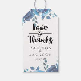 Iets Blauw Waterverf Bruiloft Liefde & Bedankt Cadeaulabel