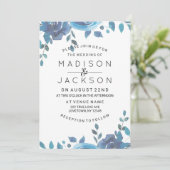 Iets blauw Waterverf bruiloft uitnodigingen (Staand voorkant)