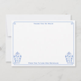 Iets blauw Waterverf Ginger Jar Vrijgezellenfeest Bedankkaart