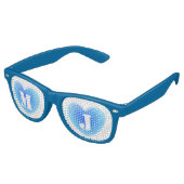 Iets blauw Waterverf hart monogram bruiloft Retro Zonnebril (Gekanteld)