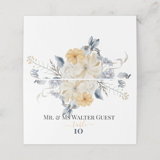 IETS BLAUW - Wedding Guest Table Numbers Plaatskaartje (Buitenkant ongevouwen)