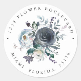 Iets blauw | White Botanical retouradres Ronde Sticker