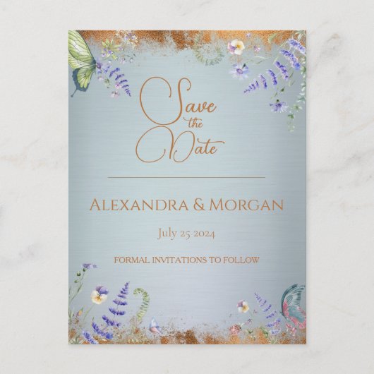 Iets blauw Wildflower Bewaar het datum Briefkaart (Voorkant)