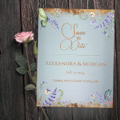 Iets blauw Wildflower Bewaar het datum Briefkaart