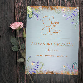 Iets blauw Wildflower Bewaar het datum Briefkaart