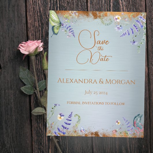 Iets blauw Wildflower Bewaar het datum Briefkaart