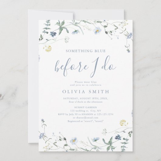 Iets blauw Wildflower Boho Vrijgezellenfeest Kaart (Voorkant)