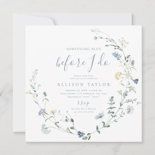 Iets blauw Wildflower Boho Vrijgezellenfeest Kaart (Voorkant)