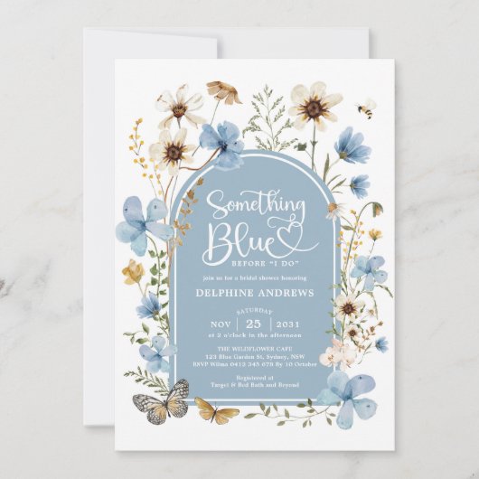 Iets blauw Wildflower Garden Vrijgezellenfeest Kaart (Voorkant)