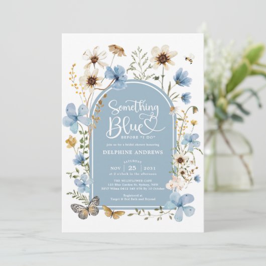 Iets blauw Wildflower Garden Vrijgezellenfeest Kaart (Staand voorkant)