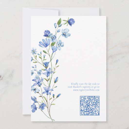 Iets blauw Wildflower QR Code Vrijgezellenfeest Kaart (Achterkant)