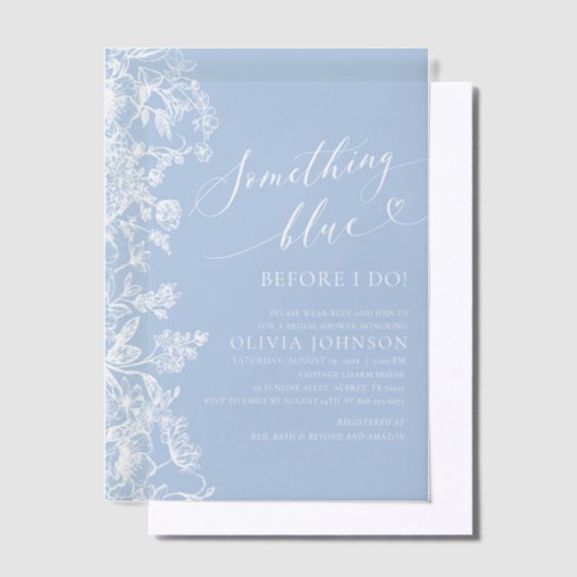 Iets blauw wit Wildflower Vrijgezellenfeest Vellum Uitnodigingen (Offset)