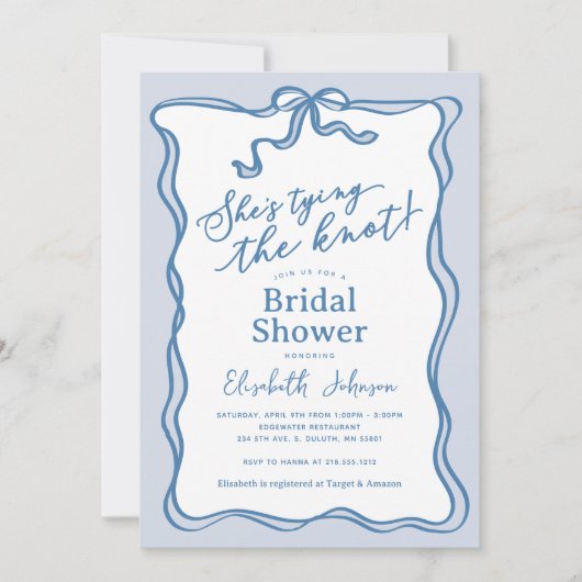 Iets blauw Ze is het vastbinden van de knoop Vrijg Kaart (Voorkant)