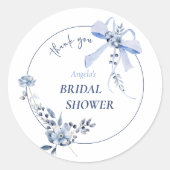 Iets Blauwe Bloem Boog Bruidsmeisjes Bruiloftfeest Ronde Sticker (Voorkant)