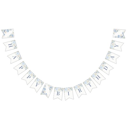 Iets blauwe bloemen hortensia verjaardag vlaggetjes (Alle)