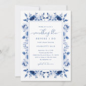 Iets blauwe bloemenbruids douche uitnodiging (Voorkant)