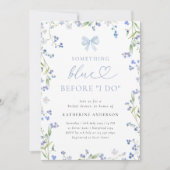 Iets blauwe bloemenbruids douche uitnodiging (Voorkant)