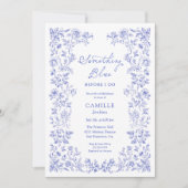 Iets blauwe bloemenbruids douche uitnodiging (Voorkant)
