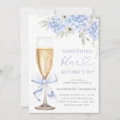 Iets blauwe bloemenbruids douche uitnodiging (Voorkant)