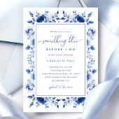 Iets blauwe bloemenbruids douche uitnodiging